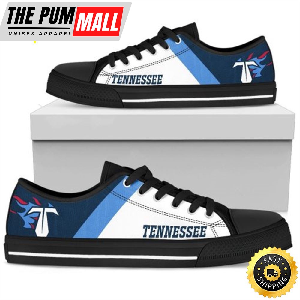 NFL Tennessee Titans White Navy Blue Low Top Black Shoes