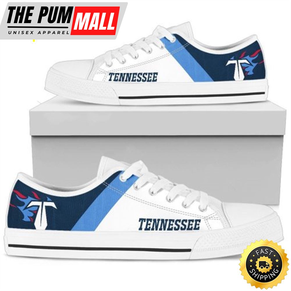 NFL Tennessee Titans White Navy Blue Low Top Shoes