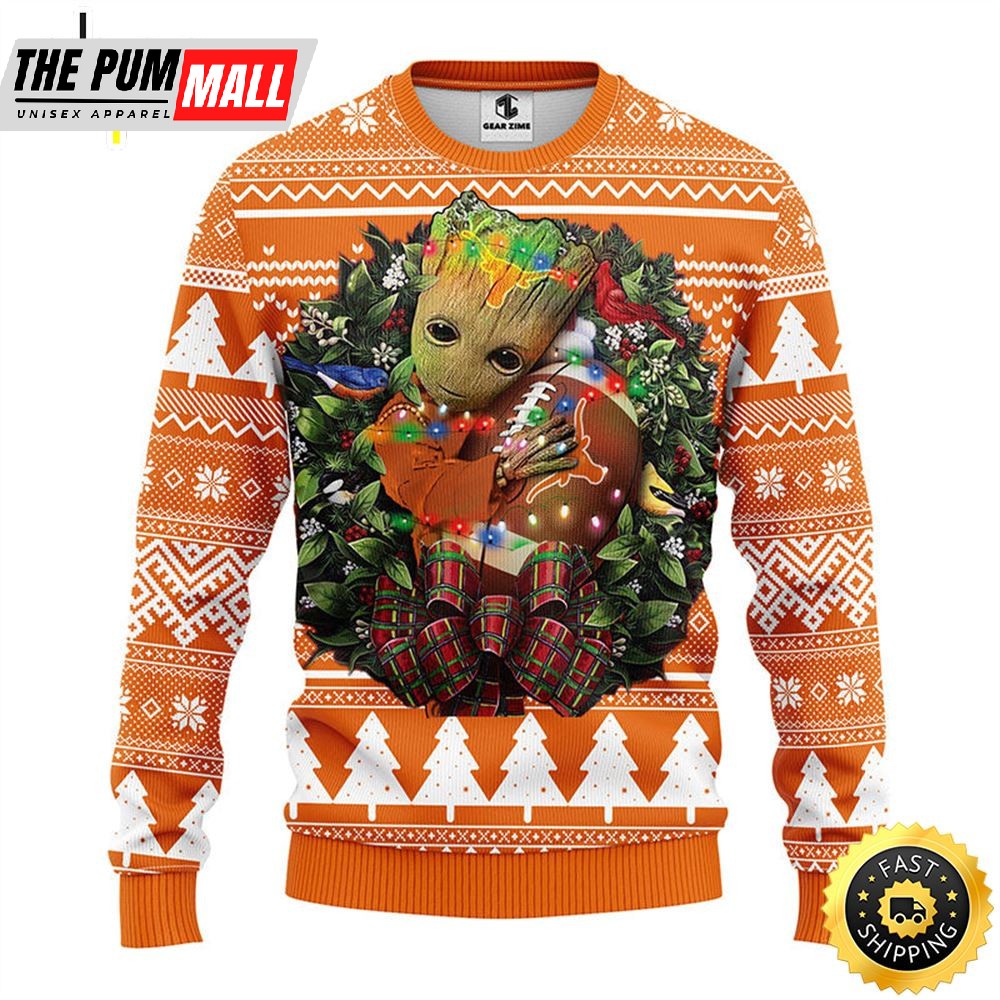 NFL Texas Longhorns Groot Hug Christmas Ugly Sweater