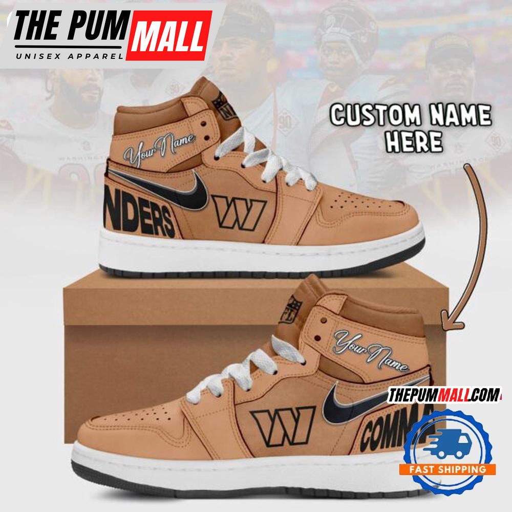 NFL Washington Commanders Brown Air Jd 1 Hightop Shoes