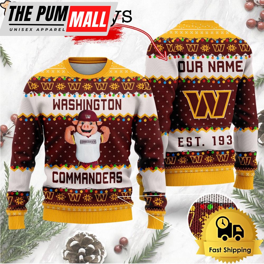 NFL Washington Commanders Cute Mascot Custom Ugly Christmas Sweater