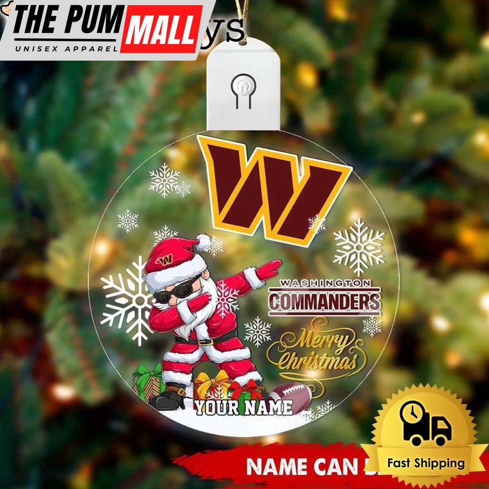 NFL Washington Commanders Dabbing Santa Custom Circle Led Acrylic Ornament Limited Edition