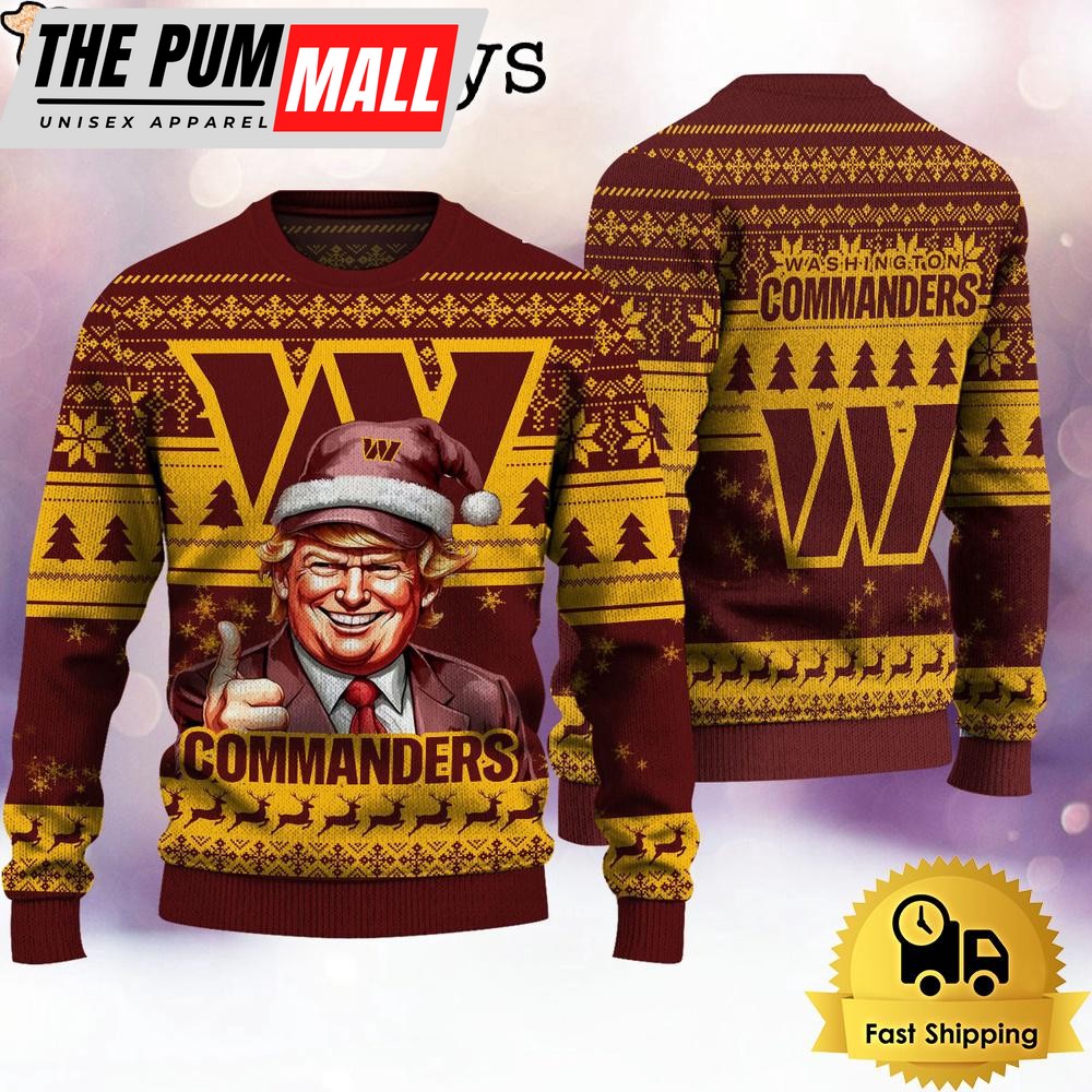 NFL Washington Commanders Donald Trump Ugly Christmas Sweater