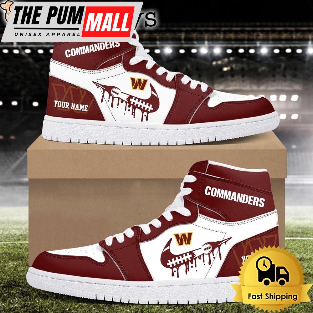 NFL Washington Commanders Grunge Style Custom Air Jd 1 Shoes
