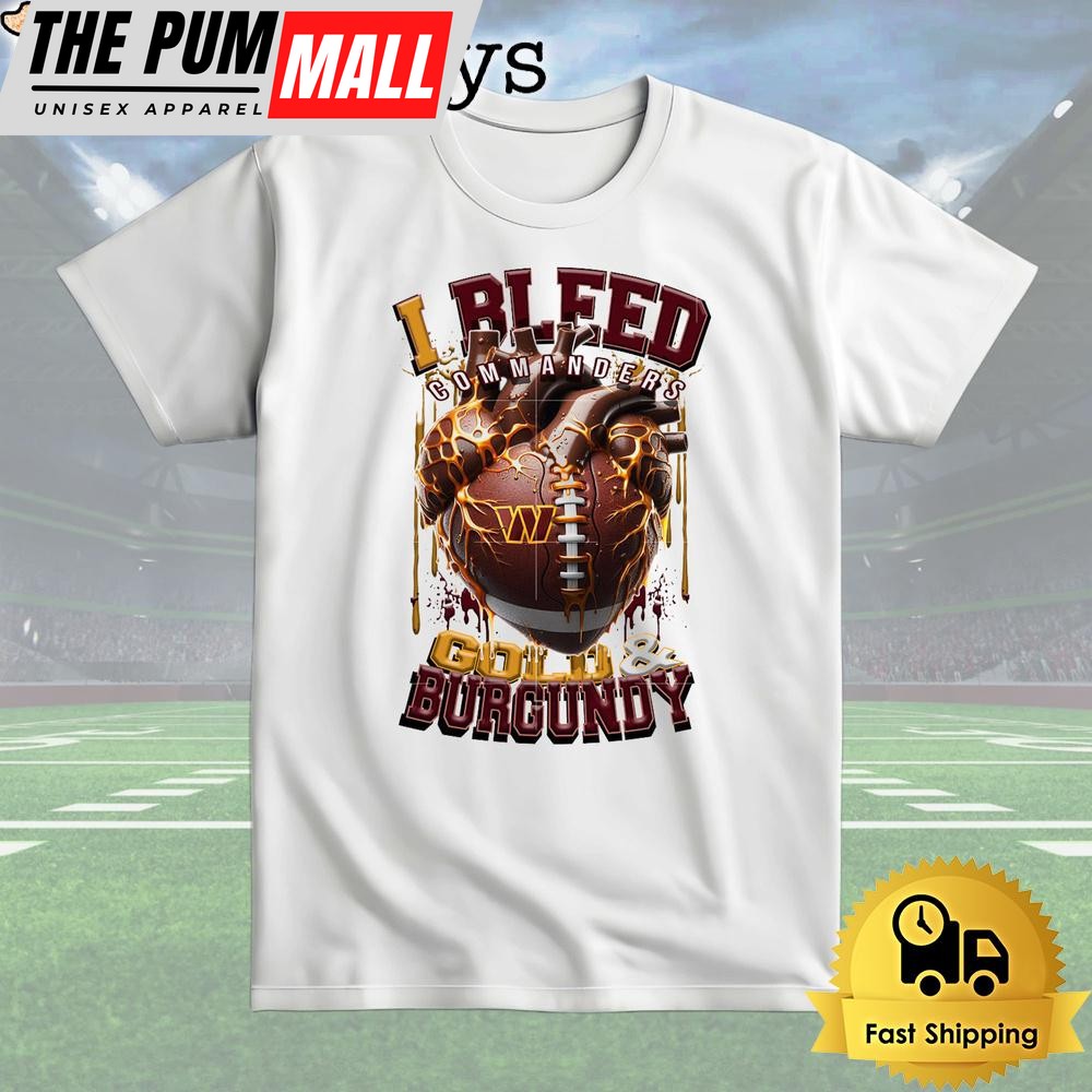NFL Washington Commanders I bleed Gold Burgundy T Shirt