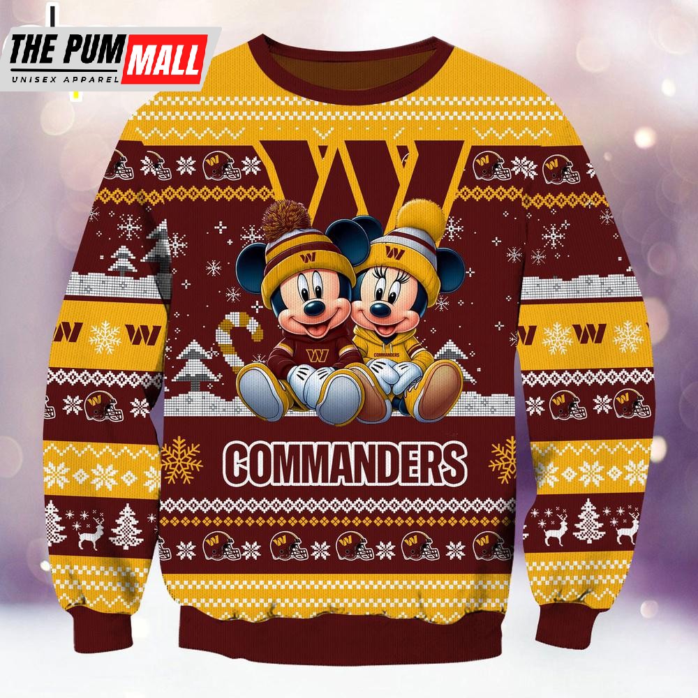 nfl-washington-commanders-mickey-and-minnie-cute-christmas-ugly-sweater-fukefrtb NFL Washington Commanders Mickey And Minnie Cute Christmas Ugly Sweater