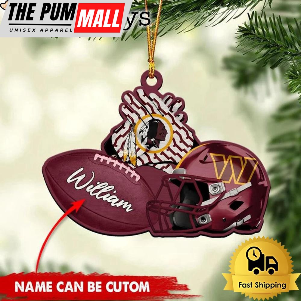 NFL Washington Commanders Rugby And Helmet Custom Christmas Ornament Limited Edition