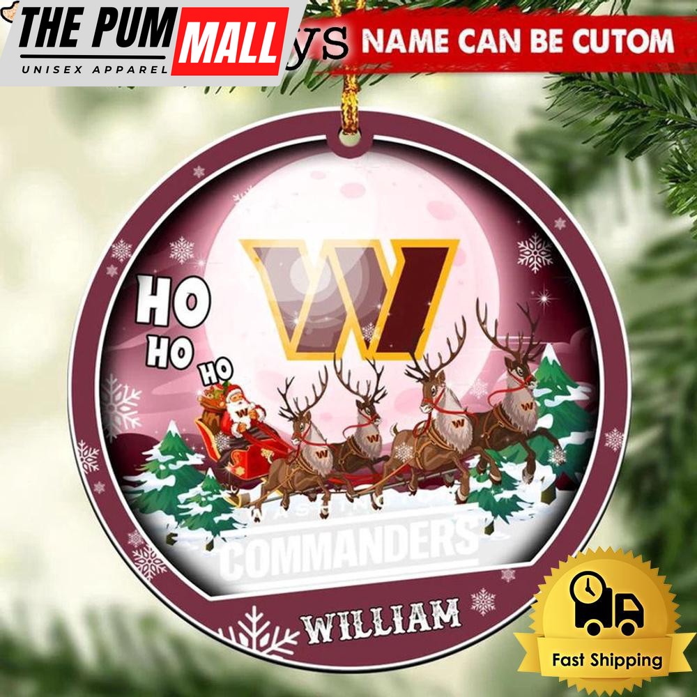 NFL Washington Commanders Santa And Reindeers Logo Team Custom Christmas Ornament Limited Edition