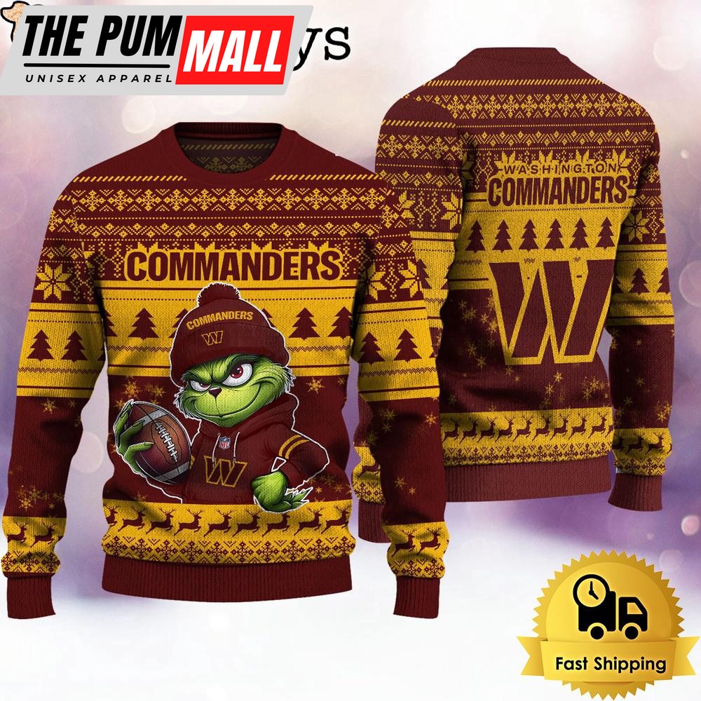 NFL Washington Commanders The Grinch Ugly Christmas Sweater