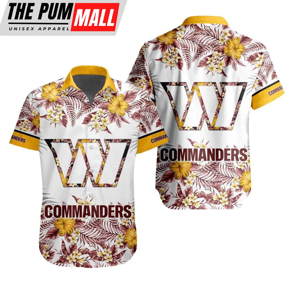 NFL Washington Commanders Tropical Floral Hibiscus Hawaiian Shirt