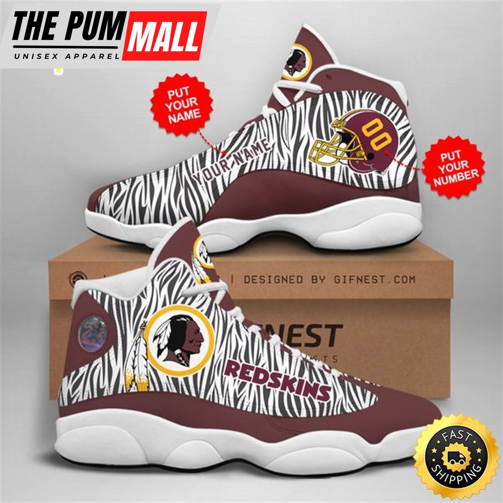 NFL Washington Redskins Custom Name Number Air Jd 13 Shoes V3