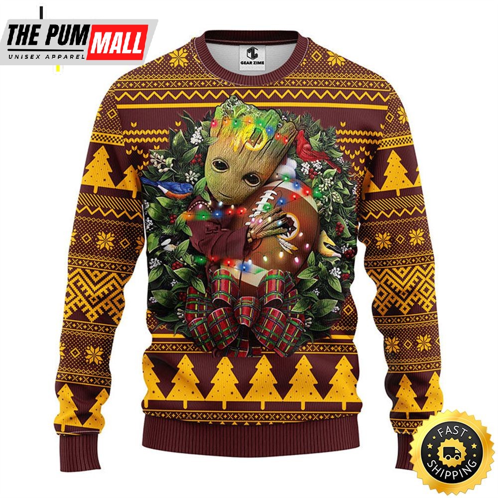 NFL Washington Redskins Groot Hug Christmas Ugly Sweater