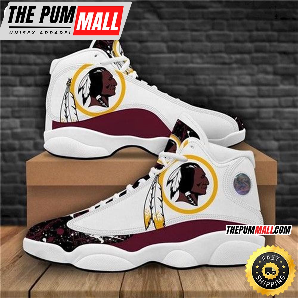 NFL Washington Redskins White Brown Logo Air Jd 13 Shoes