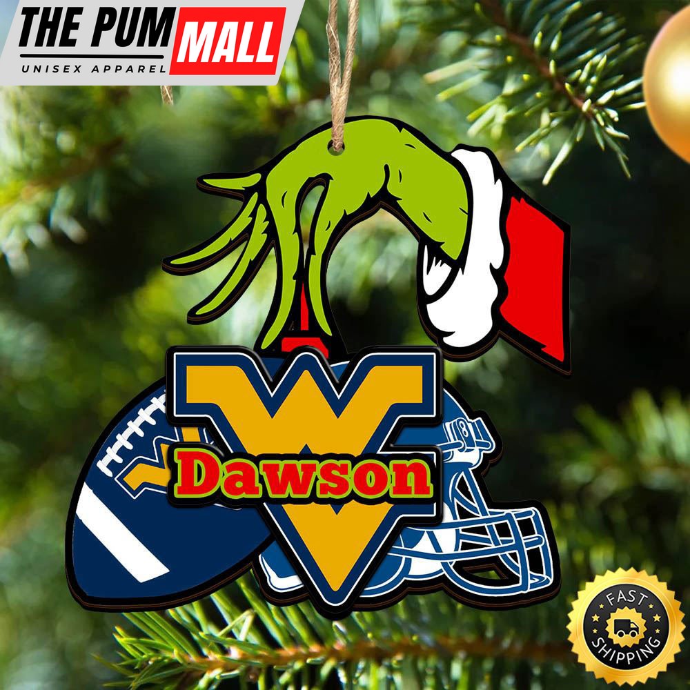 NFL West Virginia Mountaineers Personalized Your Name Grinch And Football Ornament Limited Edition