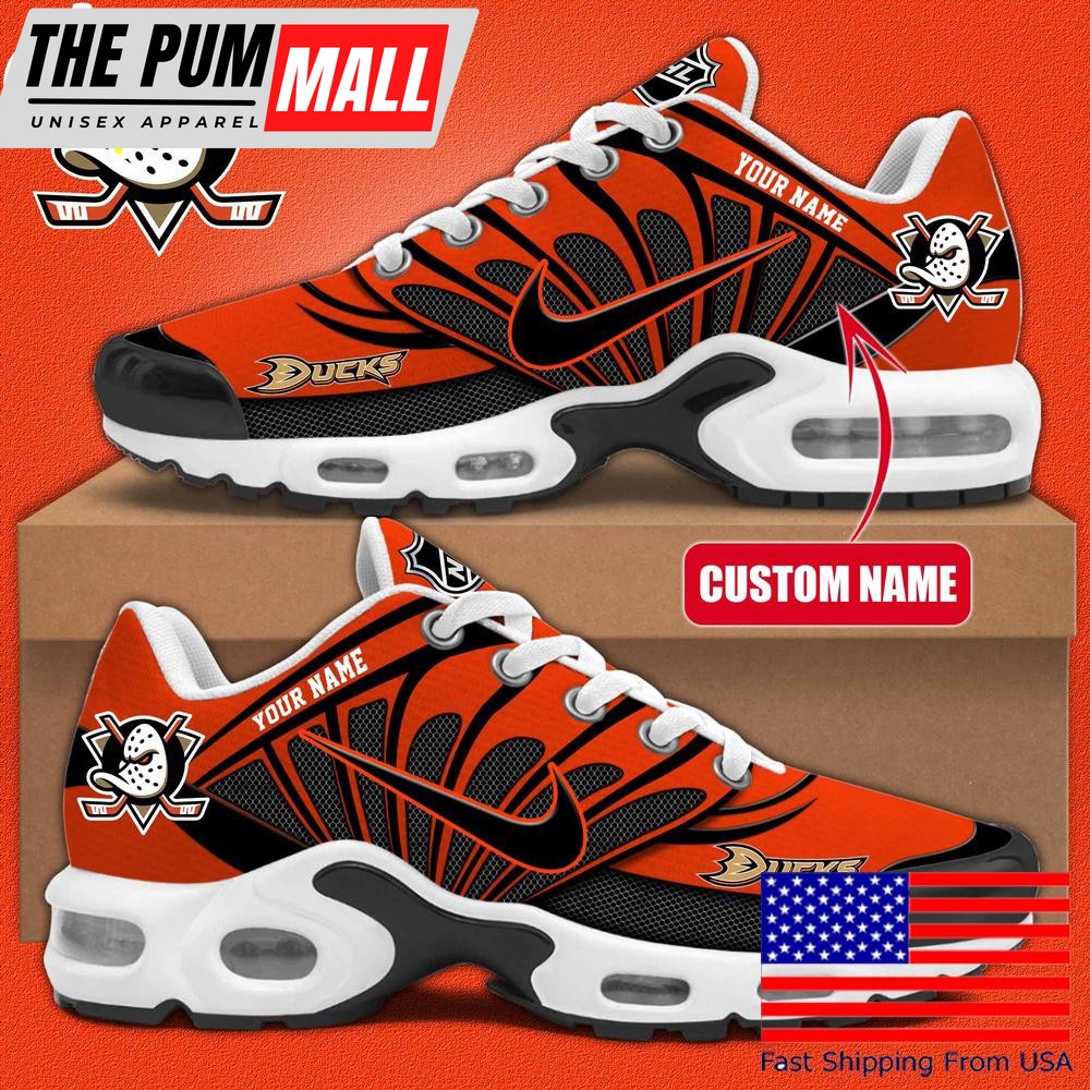 NHL Anaheim Ducks Hockey Logo Custom Name Air Max Plus Shoes , Hockey Shoes