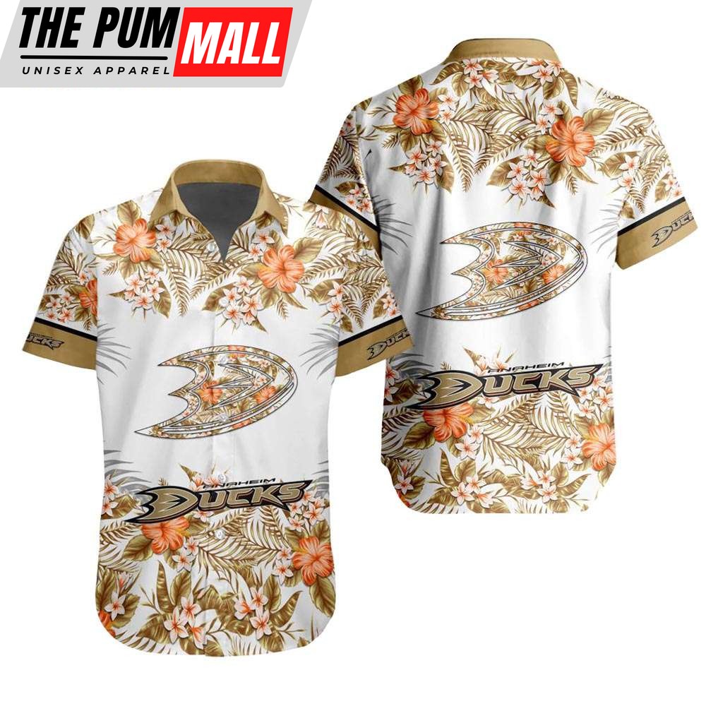 NHL Anaheim Ducks Tropical Floral Hibiscus Hawaiian Shirt