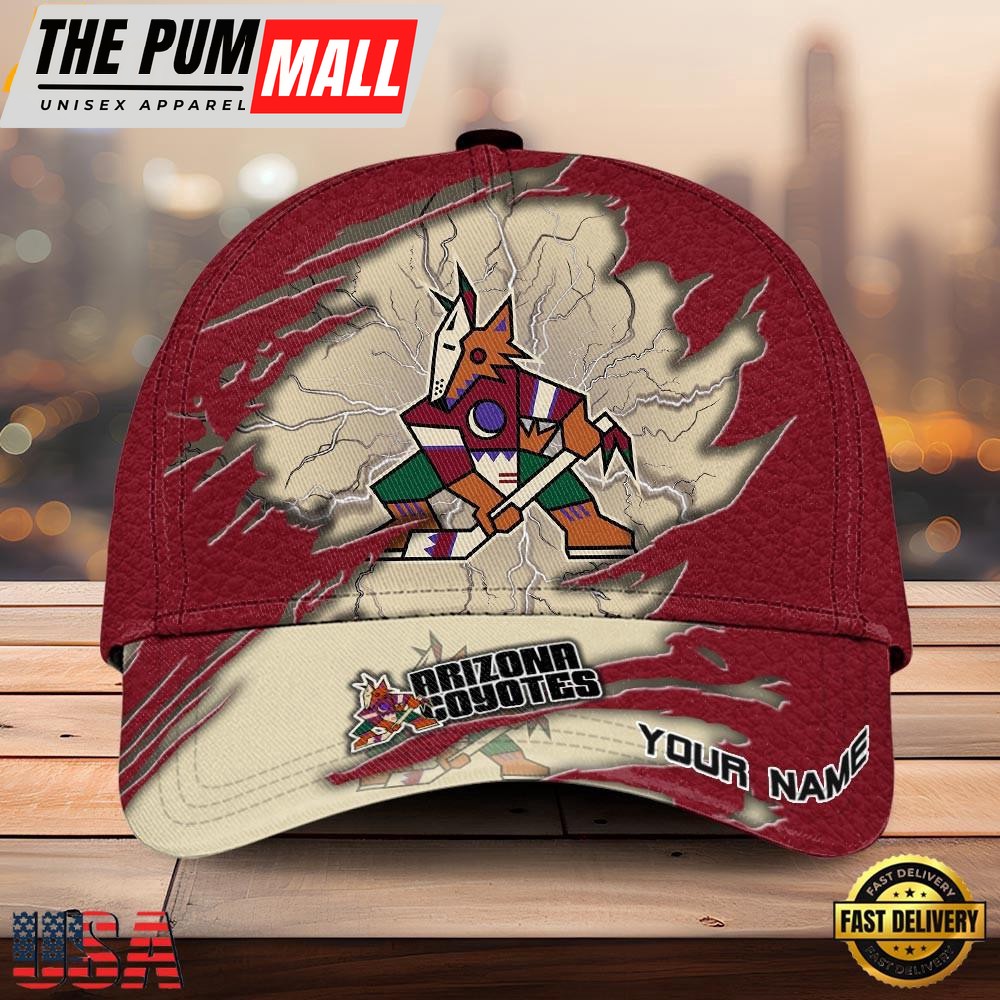 NHL Arizona Coyotes Dynamic Hockey Emblem Custom Name 3D Printed Cap – Baseball Cap Snapback Hats