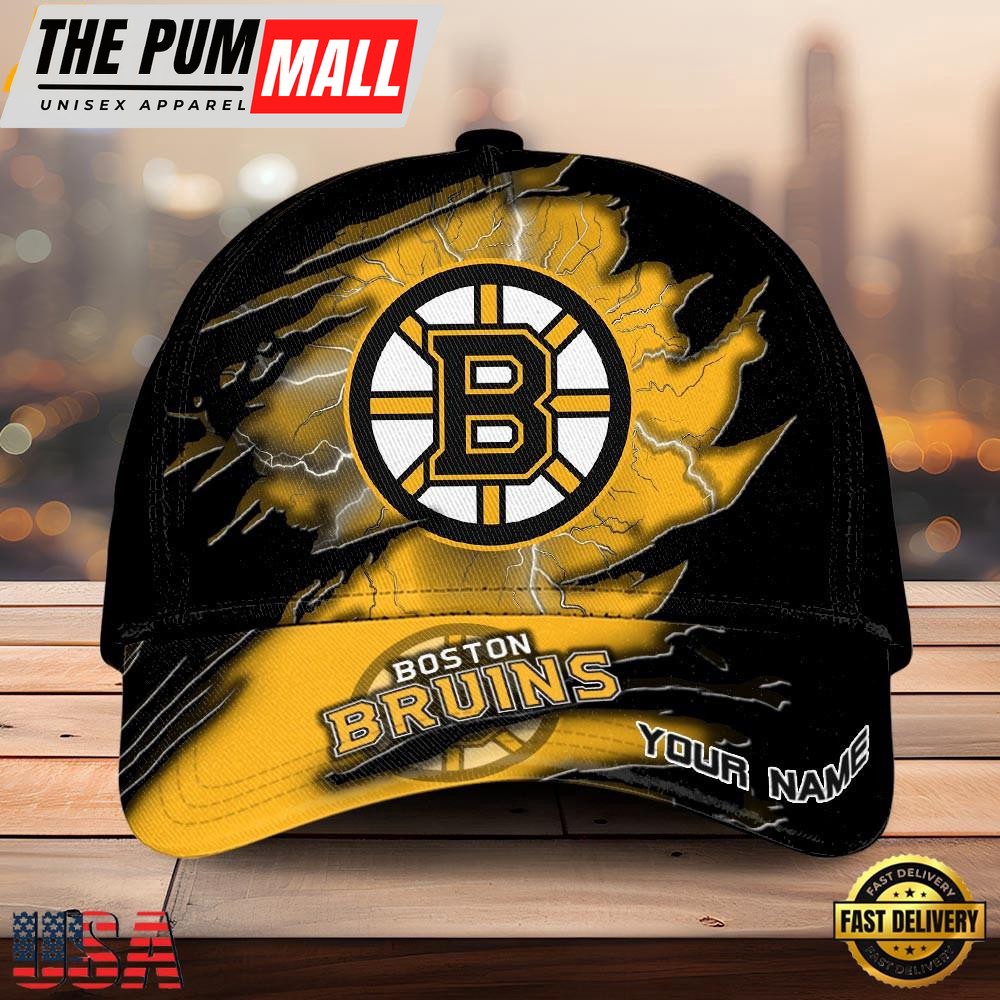NHL Boston Bruins Dynamic Hockey Emblem Custom Name 3D Printed Cap – Baseball Cap Snapback Hats