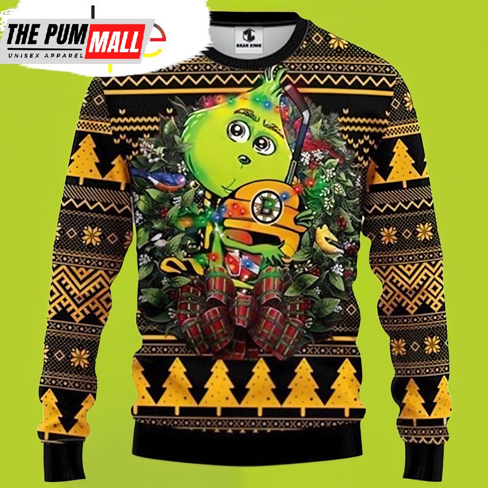 Nhl Boston Bruins Grinch Hug Christmas Sweater