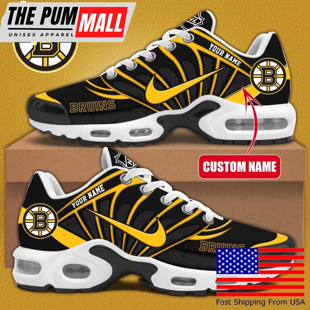 NHL Boston Bruins Hockey Logo Custom Name Air Max Plus Shoes , Hockey Shoes
