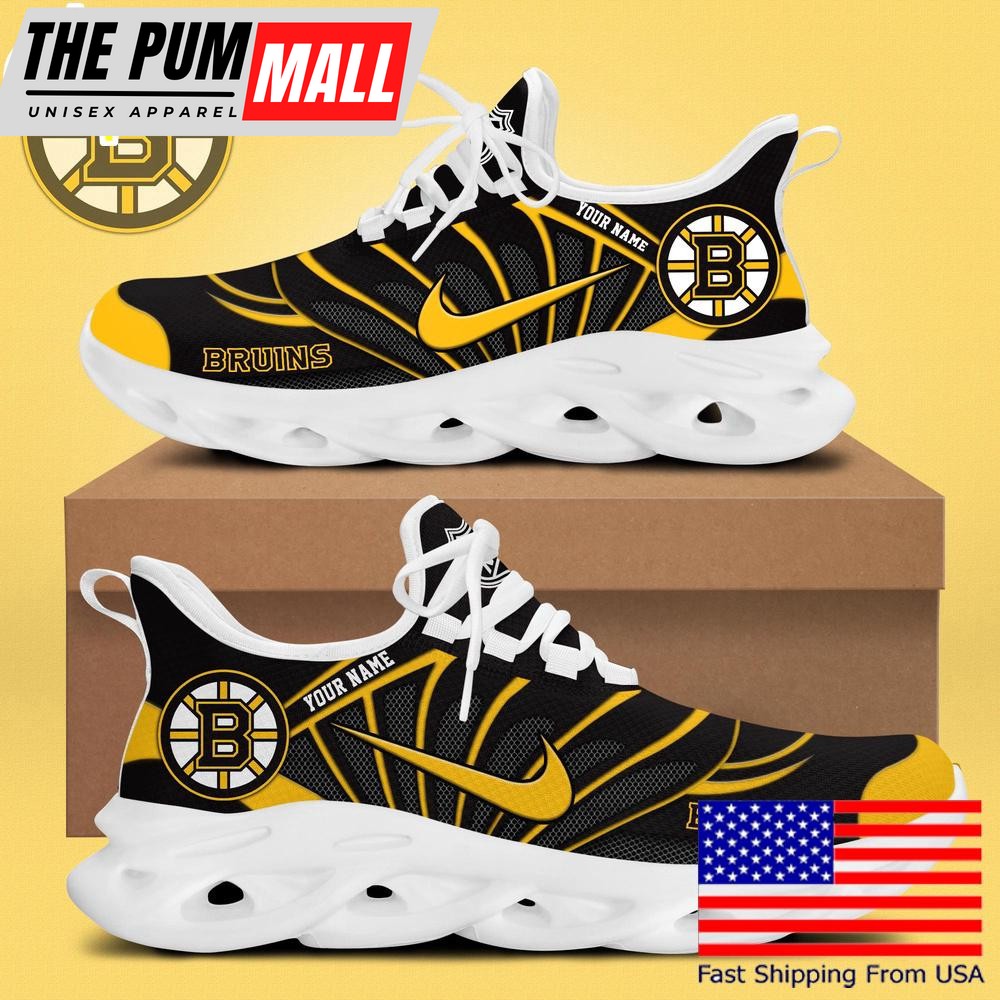 NHL Boston Bruins Hockey Logo Custom Name Max Soul Shoes , Hockey Shoes