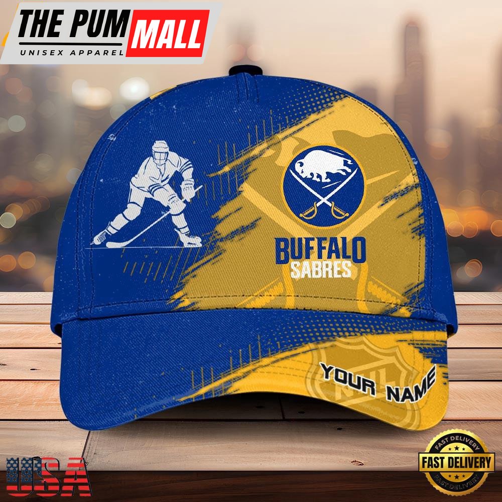 NHL Buffalo Sabres Bold Distressed Artwork Custom Name 3D Cap – Baseball Cap Snapback Hats