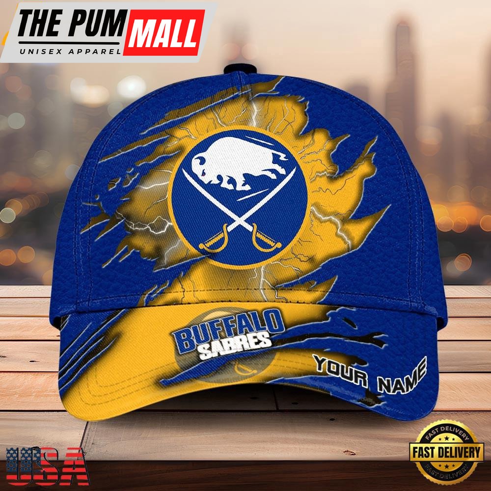 NHL Buffalo Sabres Dynamic Hockey Emblem Custom Name 3D Printed Cap – Baseball Cap Snapback Hats