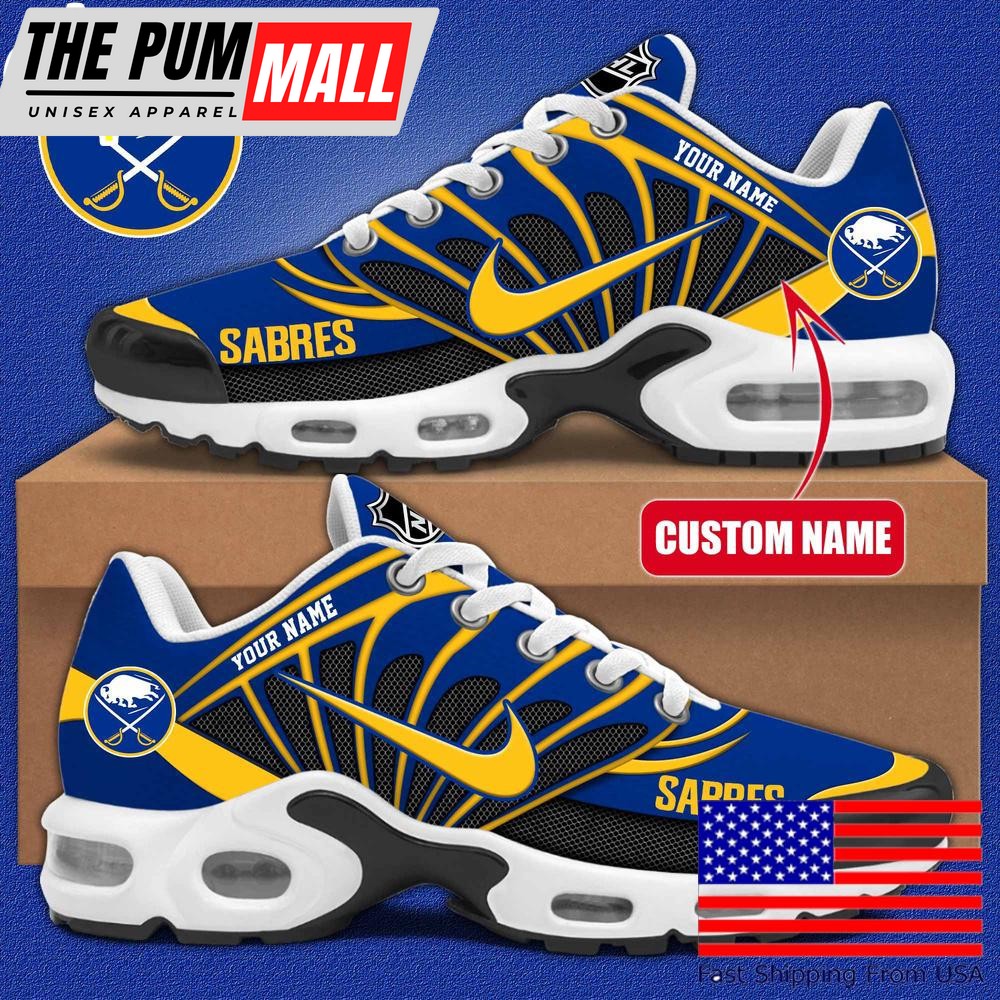 NHL Buffalo Sabres Hockey Logo Custom Name Air Max Plus Shoes , Hockey Shoes