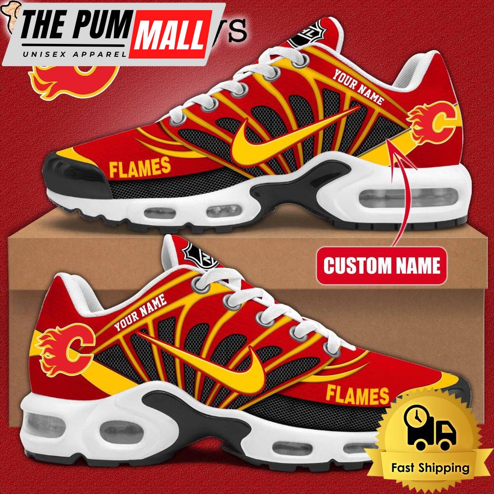 NHL Calgary Flames Hockey Logo Custom Name Air Max Plus Shoes