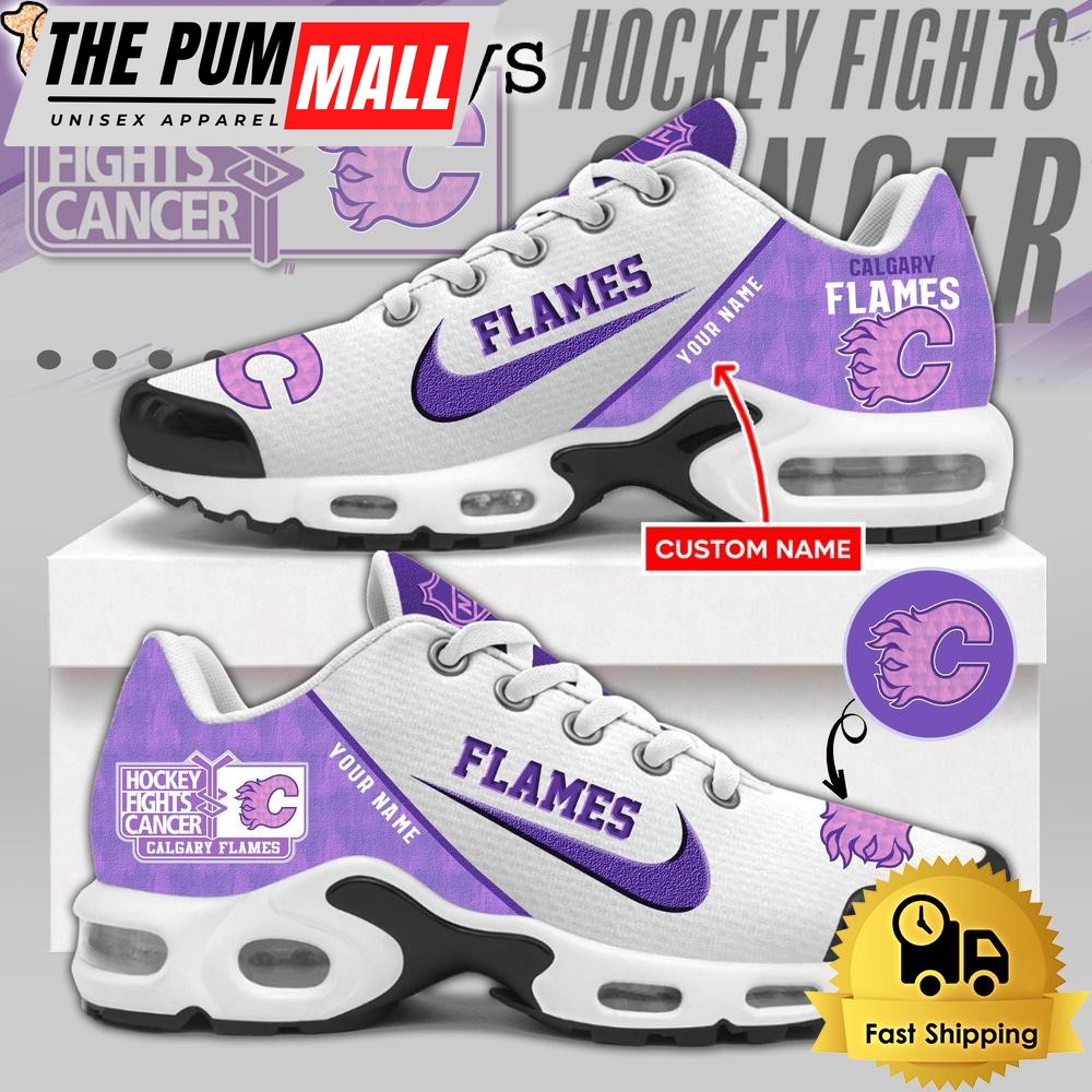 NHL Calgary Flames Hockey Purple Fight Cancer Custom Air Max Plus Shoes