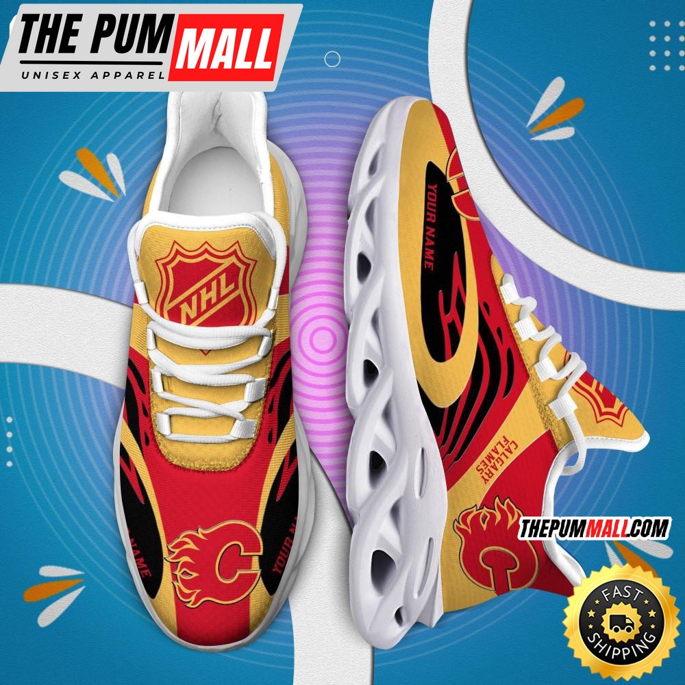 NHL Calgary Flames Personalized Max Soul Shoes