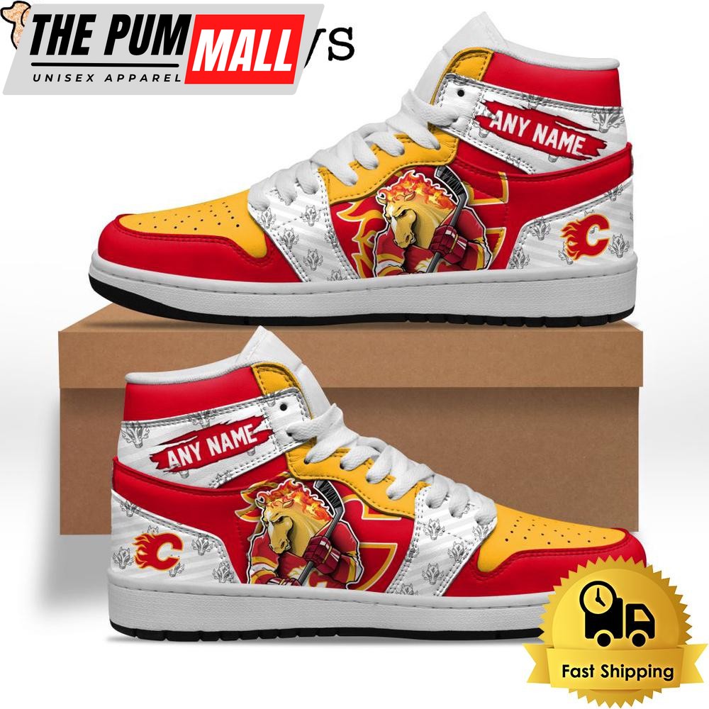 NHL Calgary Flames Special Team Mascot Custom Air Jd 1 Shoes , Mens Sneakers