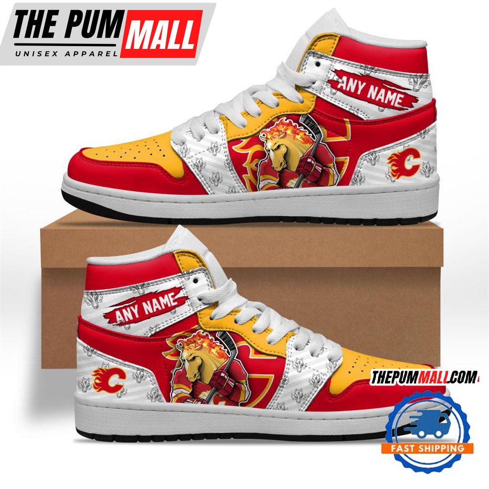 NHL Calgary Flames Team Mascot Design Air Jd 1 Hightop Shoes