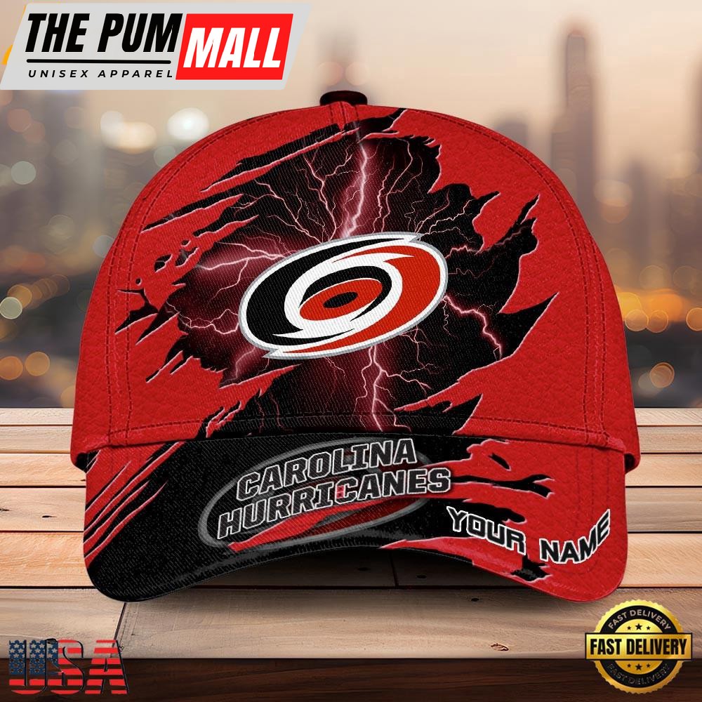 NHL Carolina Hurricanes Dynamic Hockey Emblem Custom Name 3D Printed Cap – Baseball Cap Snapback Hats