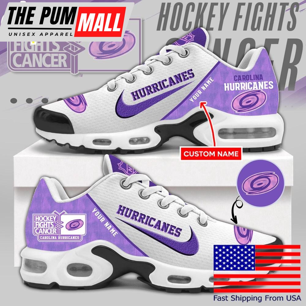 NHL Carolina Hurricanes Hockey Purple Fight Cancer Custom Air Max Plus Shoes , Nhl Sneaker