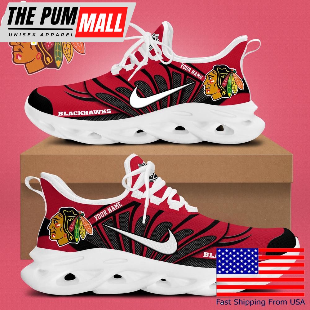 NHL Chicago Blackhawks Hockey Logo Custom Name Max Soul Shoes , Hockey Shoes