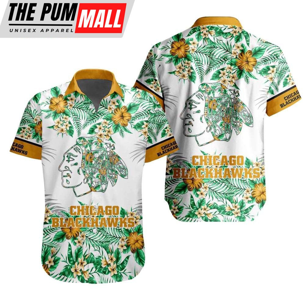 NHL Chicago Blackhawks Tropical Floral Hibiscus Hawaiian Shirt