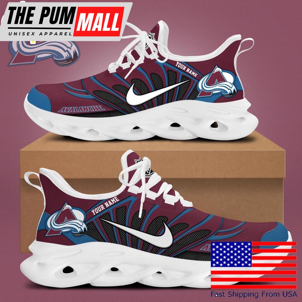 NHL Colorado Avalanche Hockey Logo Custom Name Max Soul Shoes , Hockey Shoes