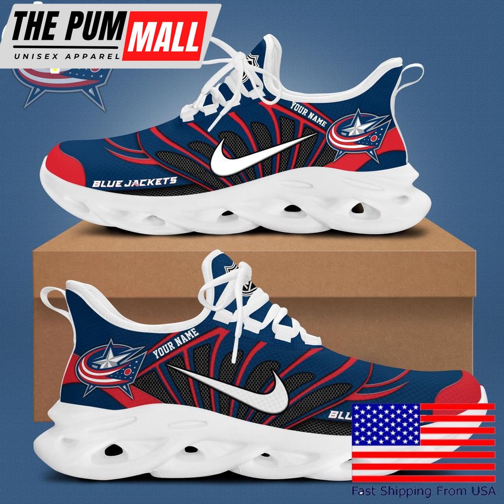 NHL Columbus Blue Jackets Hockey Logo Custom Name Max Soul Shoes , Hockey Shoes