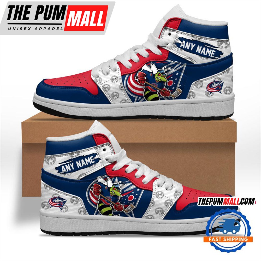 NHL Columbus Blue Jackets Team Mascot Design Air Jd 1 Hightop Shoes