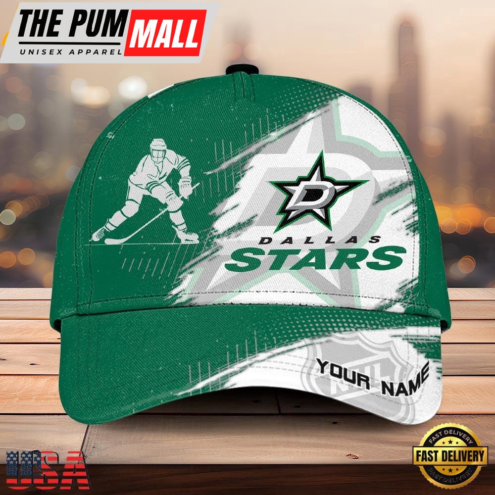 NHL Dallas Stars Bold Distressed Artwork Custom Name 3D Cap – Baseball Cap Snapback Hats