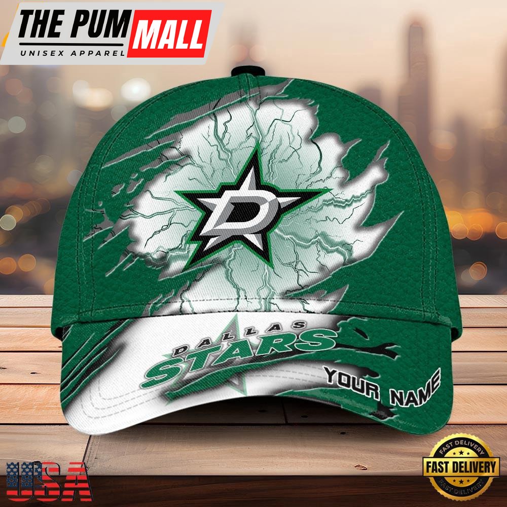 NHL Dallas Stars Dynamic Hockey Emblem Custom Name 3D Printed Cap – Baseball Cap Snapback Hats