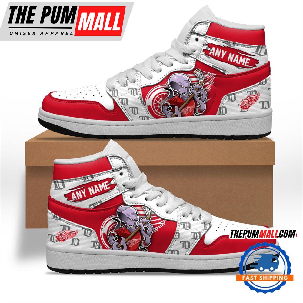 NHL Detroit Red Wings Team Mascot Design Air Jd 1 Hightop Shoes
