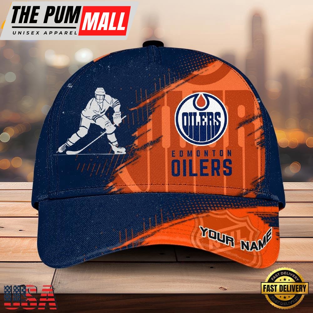 NHL Edmonton Oilers Bold Distressed Artwork Custom Name 3D Cap – Baseball Cap Snapback Hats
