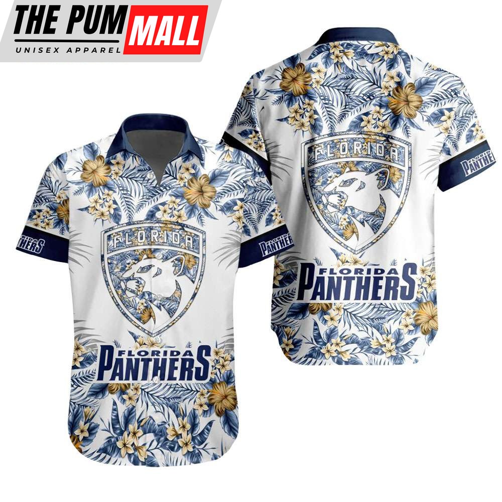 NHL Florida Panthers Tropical Floral Hibiscus Hawaiian Shirt