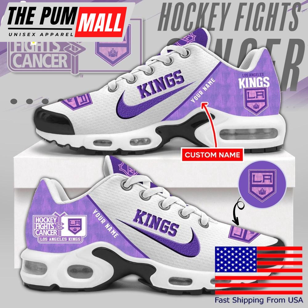 NHL Los Angeles Kings Hockey Purple Fight Cancer Custom Air Max Plus Shoes , Nhl Sneaker