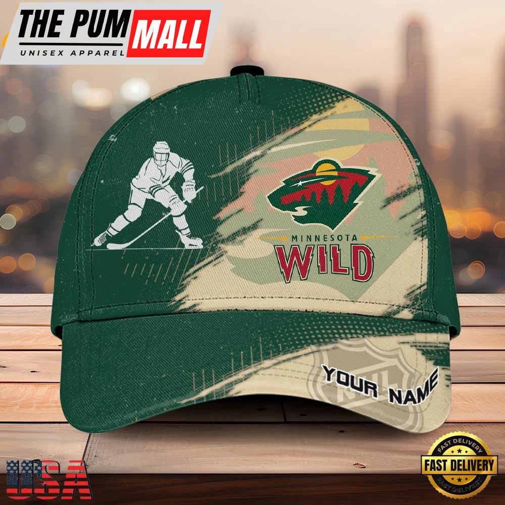 NHL Minnesota Wild Bold Distressed Artwork Custom Name 3D Cap – Baseball Cap Snapback Hats