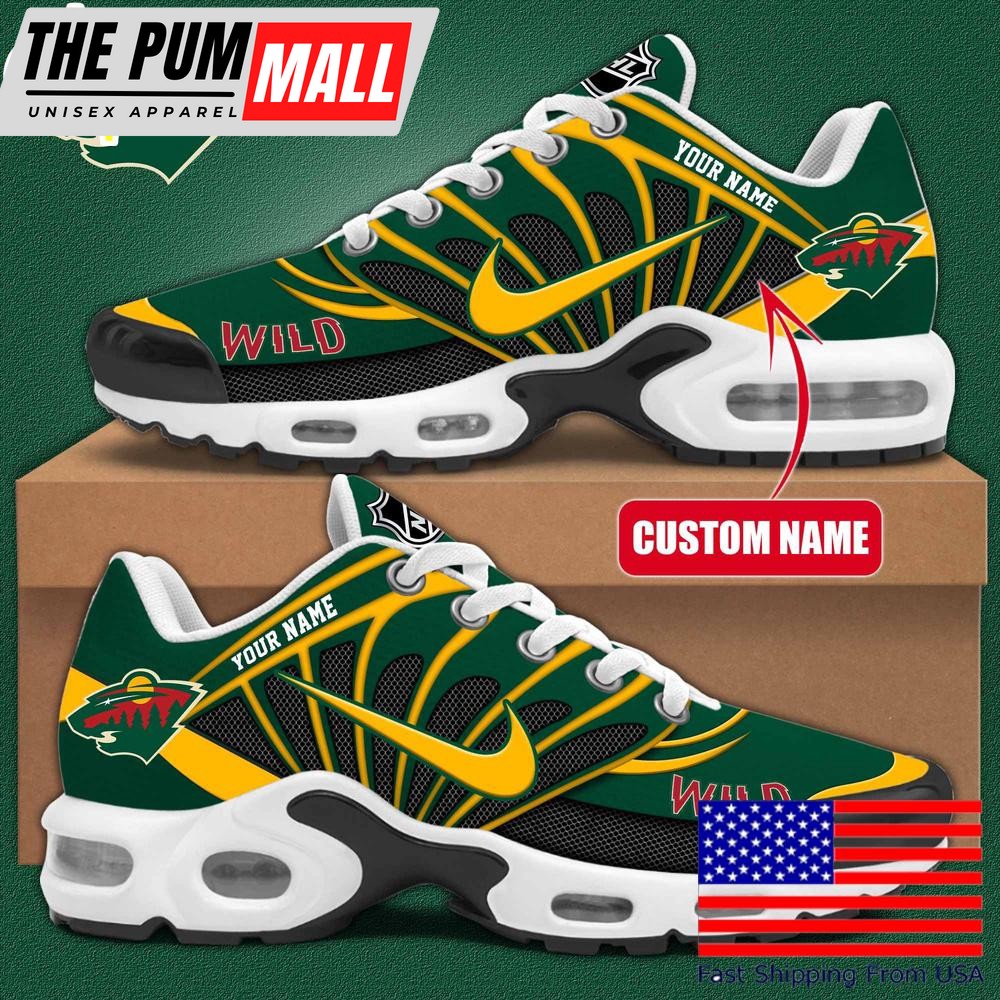 NHL Minnesota Wild Hockey Logo Custom Name Air Max Plus Shoes , Hockey Shoes