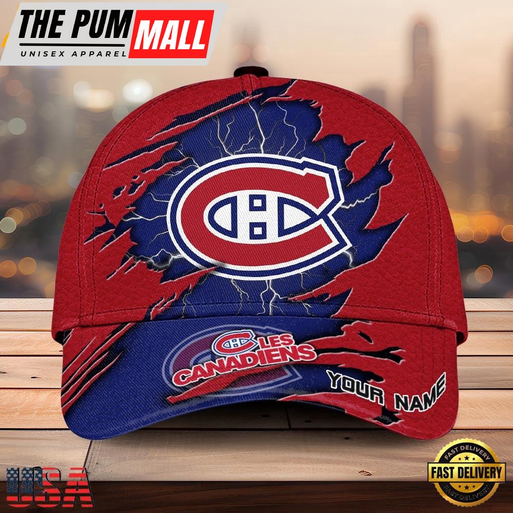 NHL Montreal Canadiens Dynamic Hockey Emblem Custom Name 3D Printed Cap – Baseball Cap Snapback Hats