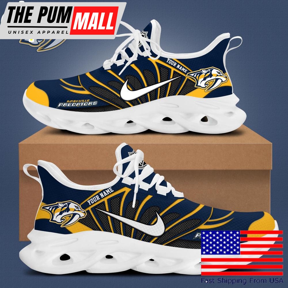 NHL Nashville Predators Hockey Logo Custom Name Max Soul Shoes , Hockey Shoes